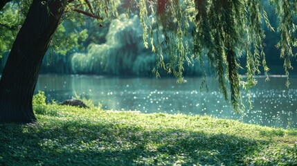 Sticker - Nature background with vague park garden tree