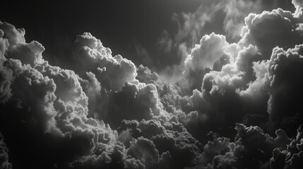 Wall Mural - photo of black and white sky cloud background, bnw sky photo, monochrome cloud background