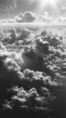 Wall Mural - photo of black and white sky cloud background, bnw sky photo, monochrome cloud background