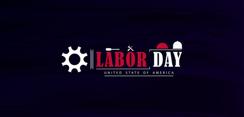 Wall Mural - Labor Day logo featuring patriotic colors and tools