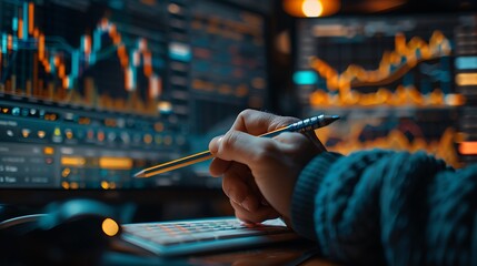 Poster - Financial Analyst Working on a Stock Market Chart