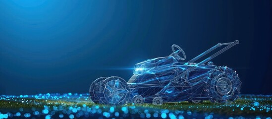 Wall Mural - Futuristic Lawn Mower in a Blue Dreamscape