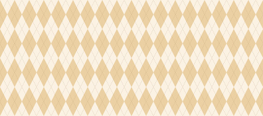 Poster - Seamless beige argyle pattern. Nude brown rhombus repeated background. Autumn diamond texture form textile design, fabric print, wrapping paper, clothes pattern design. Vector wallpaper
