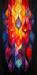 Wall Mural - An abstract geometric background with vibrant colors of red and yellow.