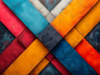 Wall Mural - An abstract geometric background with vibrant colors of red and yellow.