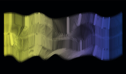 Fototapete - abstraction on black background lines color waves movement