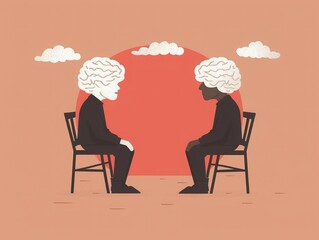 Wall Mural - Recall thinking deterioration, cognitive decline, flat design illustration