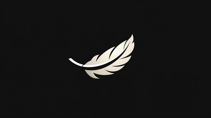 Wall Mural - Elegant White Feather Illustration on Black Background