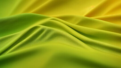 Poster - abstract green and yellow fabric: a close-up, macro shot of smooth, flowing green and yellow fabric.