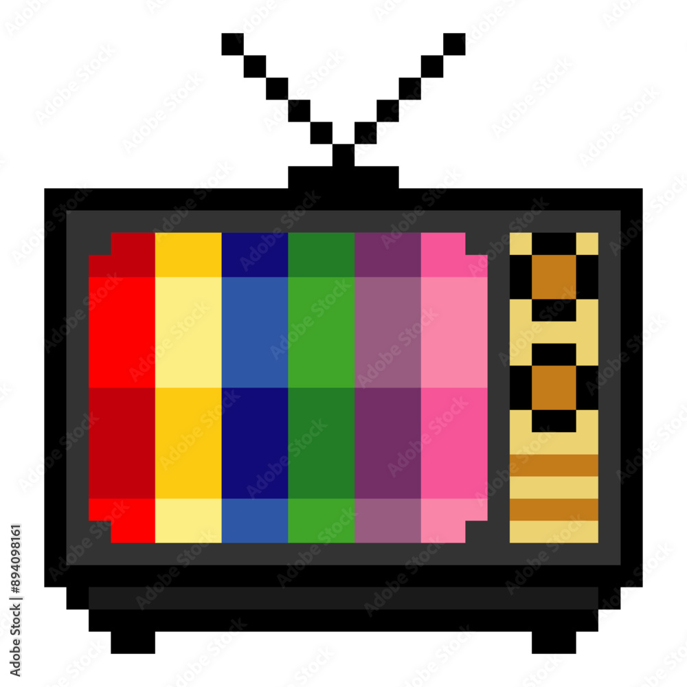 Old retro television in 8 bit pixel art style Stock Vector | Adobe Stock