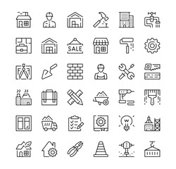 Poster - construction icons set. vector line icons. black outline stroke symbols