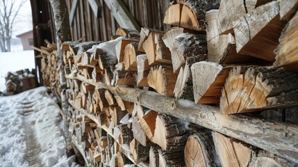 Wall Mural - Preparing firewood for winter heating from natural resources