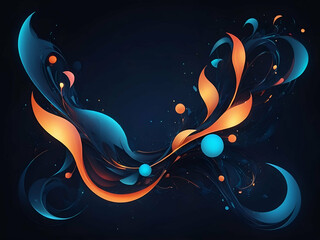Wall Mural - abstract glowing digital illustration of abstract shapes on dark blue background