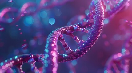 Poster - 3d render of complex dna helix structure against abstract background, featuring intricate molecular 