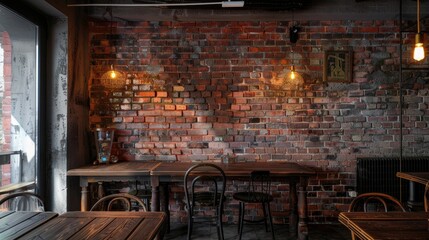 Wall Mural - Crafted brickwall with vintage design and strong construction