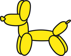 yellow dog balloon cartoon vector icon