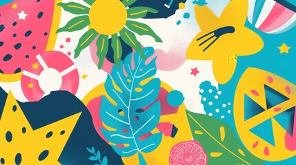 Poster - A vibrant 'Summer Logo' with sunny colors and fun motifs celebrating beach vibes and summer joy.