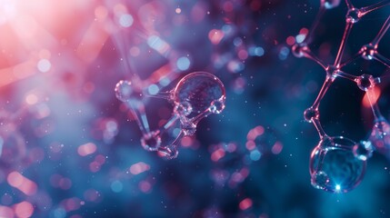 Wall Mural - abstract molecular structure background with connected atoms, medical and scientific research concep