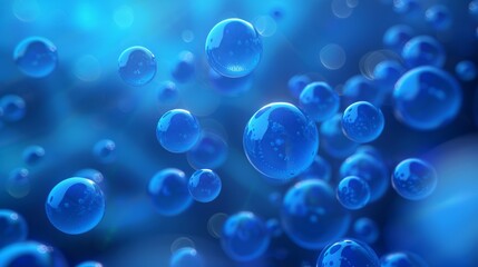 Poster - Abstract business background featuring floating blue spheres with gradient effect, ideal for corporate presentations, modern website design, technology posters, and professional marketing materials
