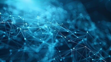 Poster - Abstract blue technology background with digital grid pattern, futuristic business concept with geometric shapes and light effects