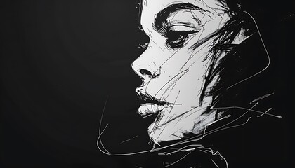 Leinwandbilder - Black and White Portrait of a Woman