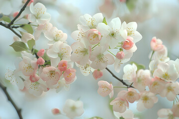 Wall Mural - Pink and White Flower Blossom Branch -  Photo