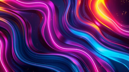 Canvas Print - abstract colorful fluorescent neon background with organic lines - vibrant and futuristic design ide