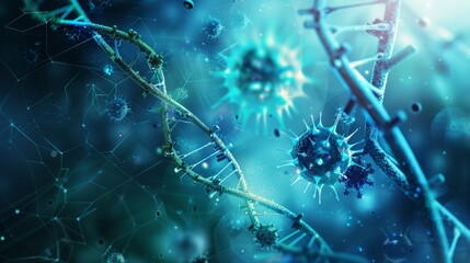 Wall Mural - innovative genetic science research background featuring dna strands, molecular patterns, and chromo