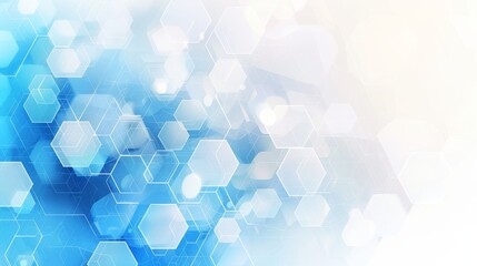 Poster - Abstract white and blue hexagon background - science and healthcare technology concept - futuristic vector illustration with geometric patterns, digital innovation, and modern design elements for medi