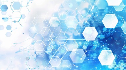 Wall Mural - abstract white and blue hexagon background - science and healthcare technology concept - futuristic 