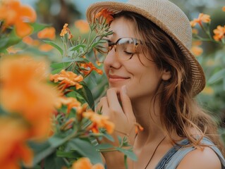 Canvas Print - girl with flowers