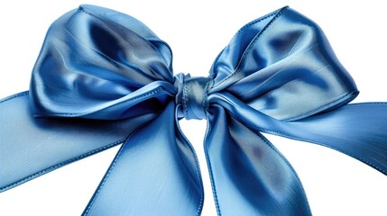 Sticker - Close up of shiny blue satin bow on white background high detail no shadows