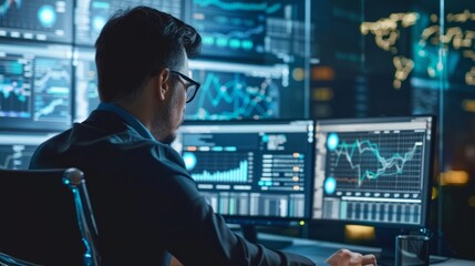 Poster - Big data analysis with ai technology for business analytics - insights from data mining, filtering, sorting, and clustering - data scientist working on machine learning algorithms on virtual computer 