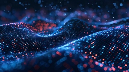 Poster - big data flow technology concept - data science illustration featuring data research, mining, busine