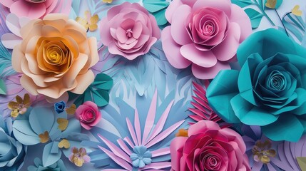 Wall Mural - Handmade paper flower craft abstract background