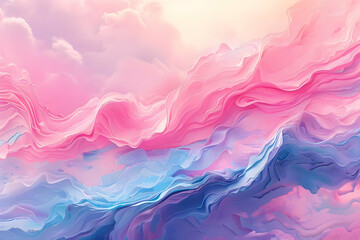 Canvas Print - Abstract Background of Pink and Blue Wavy Landscape