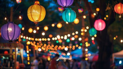 Poster - The summer night festival dazzles with lights, music, and joyful gatherings for unforgettable memories.