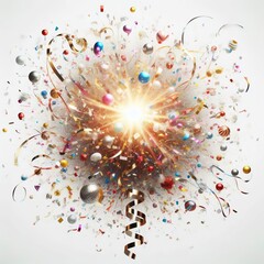 Poster - a burst of confetti falling from the sky, adding a festive and c