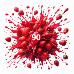 Poster - A splatter of strawberry syrup vibrant and sweet, forming a deli