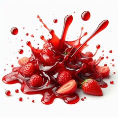 Poster - A splatter of strawberry syrup vibrant and sweet, forming a deli