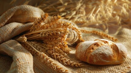 Poster - Composition of wheat ears and bread