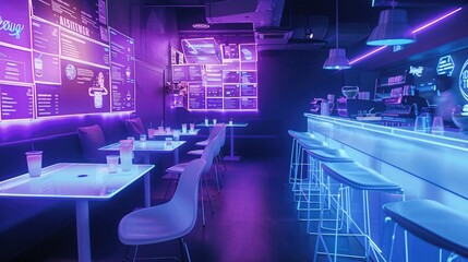 Poster - Futuristic Cafe with Modern Technology and Design