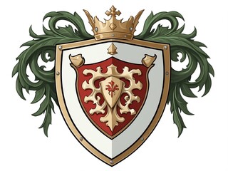 Wall Mural - 2d portrait of a reliability medieval crest isolated in white background