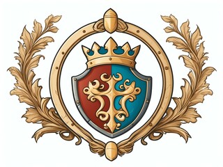 Wall Mural - 2d portrait of a friendship medieval crest isolated in white background