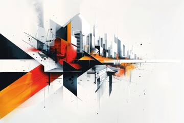 Poster - Abstract painting of building corner