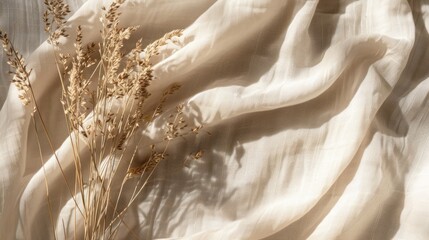 Poster - Dried Grass on White Fabric