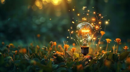  - Stunning hd 8k wallpaper of light bulbs swaying in the wind against a dark background, perfect for science and technology themes, symbolizing innovation, ideas, and sustainable energy concepts


