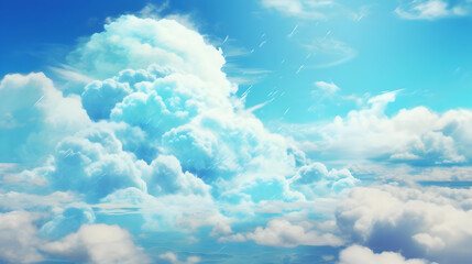 Poster - Beautiful Blue Sky with Fluffy Clouds