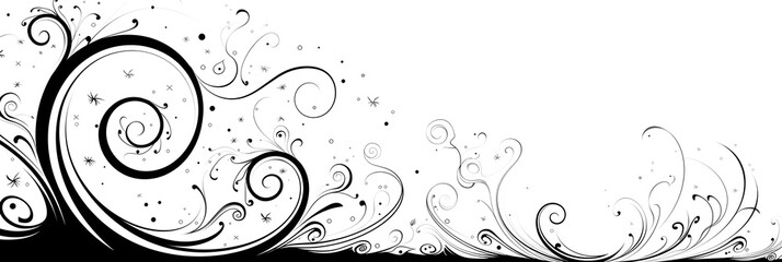 Canvas Print - Elegant Monochrome Swirl Doodle on Clean White Background