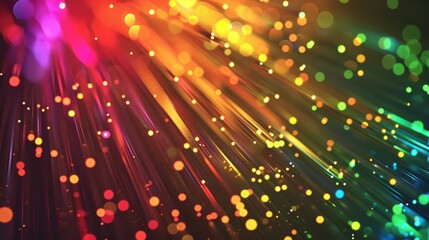 Vibrant colored optical fiber background representing advanced technology concept for high-speed data transfer and communication in modern business and telecommunications industry